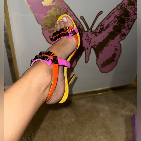 Christian Louboutin Suede Calfskin Studded Galerietta 100 heel Multicolor - Picture 6 of 10